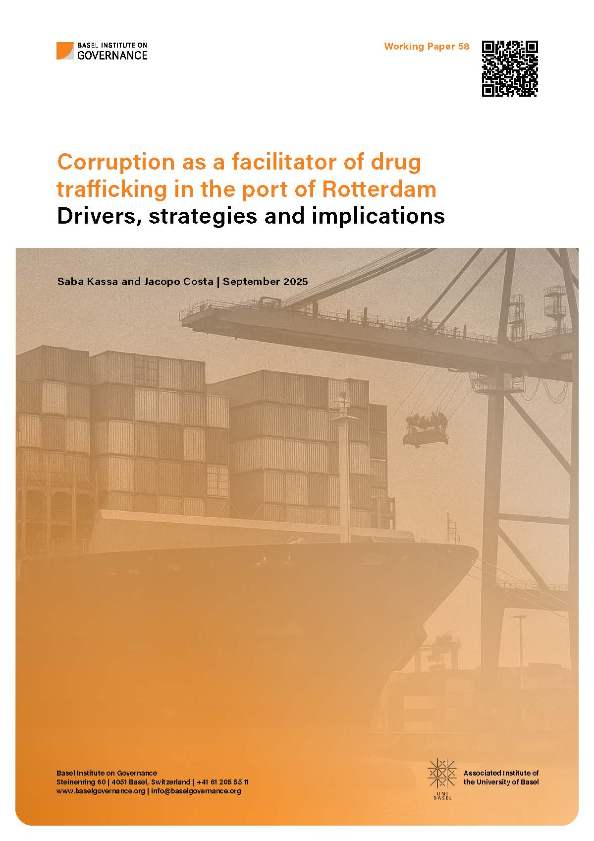 Cover page of Working Paper 58, showing a container ship at a cargo port