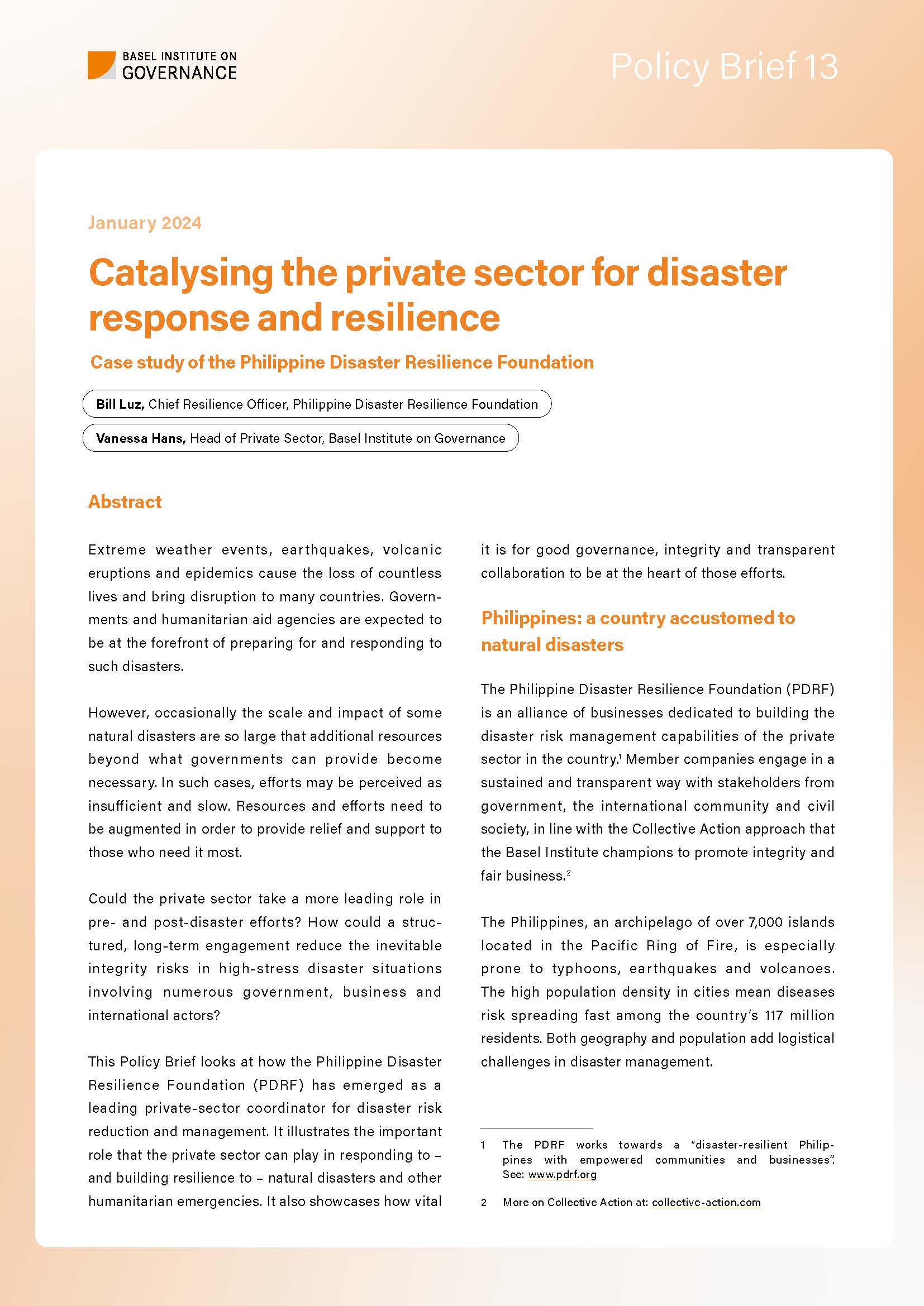 Cover page of Policy Brief 13