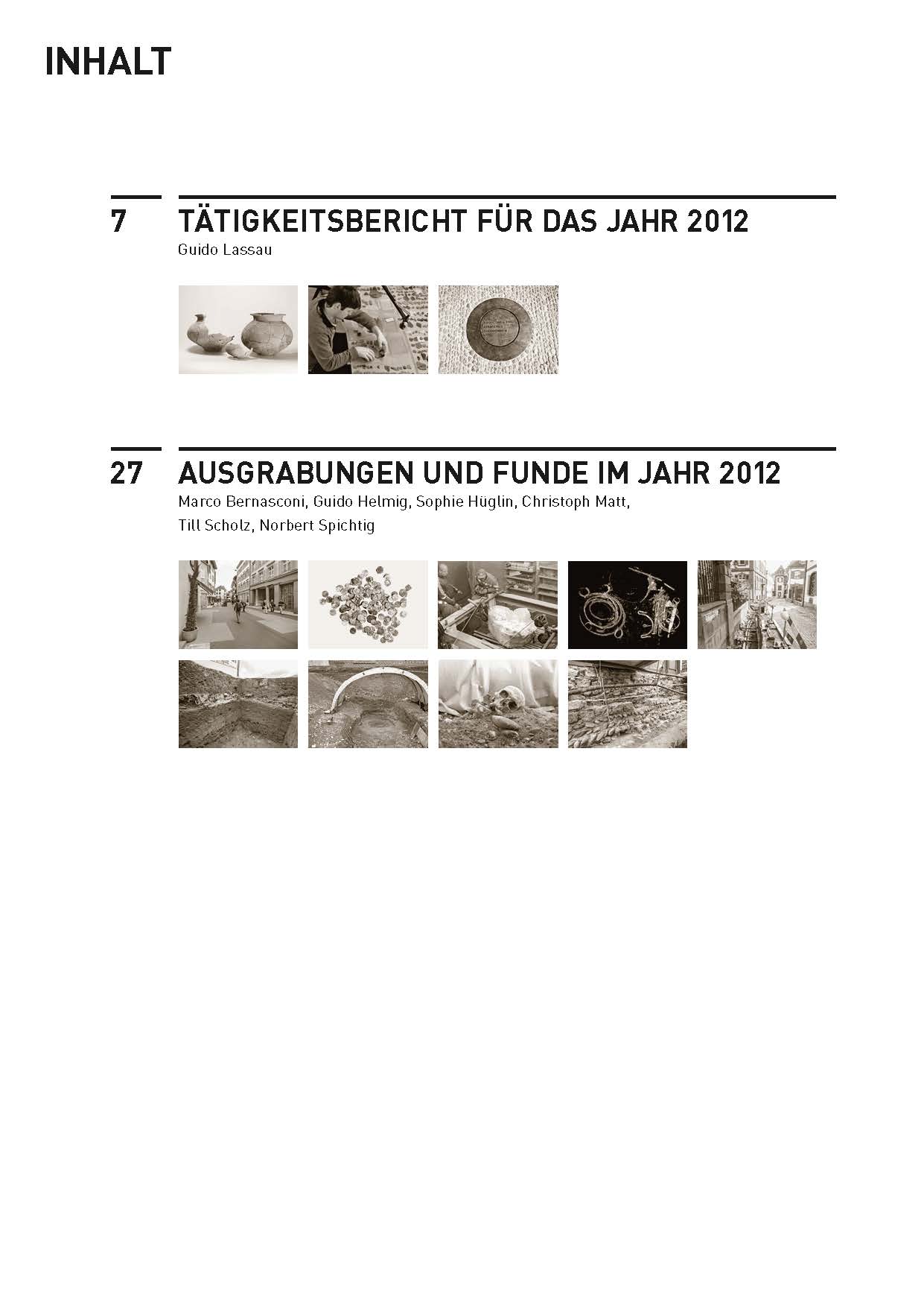 Inhaltsverzeichnis des Jahresberichts