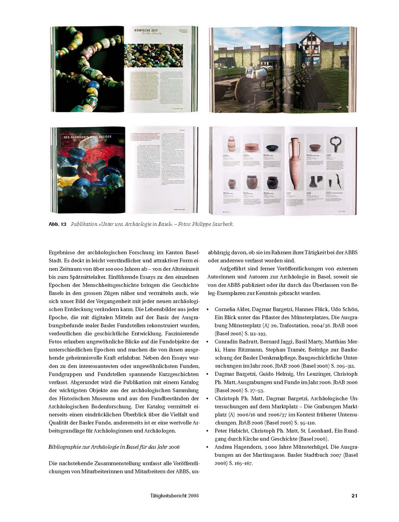 Seiten aus der Publikation "Unter Uns. Archäologie in Basel", die im Berichtsjahr erschienen ist