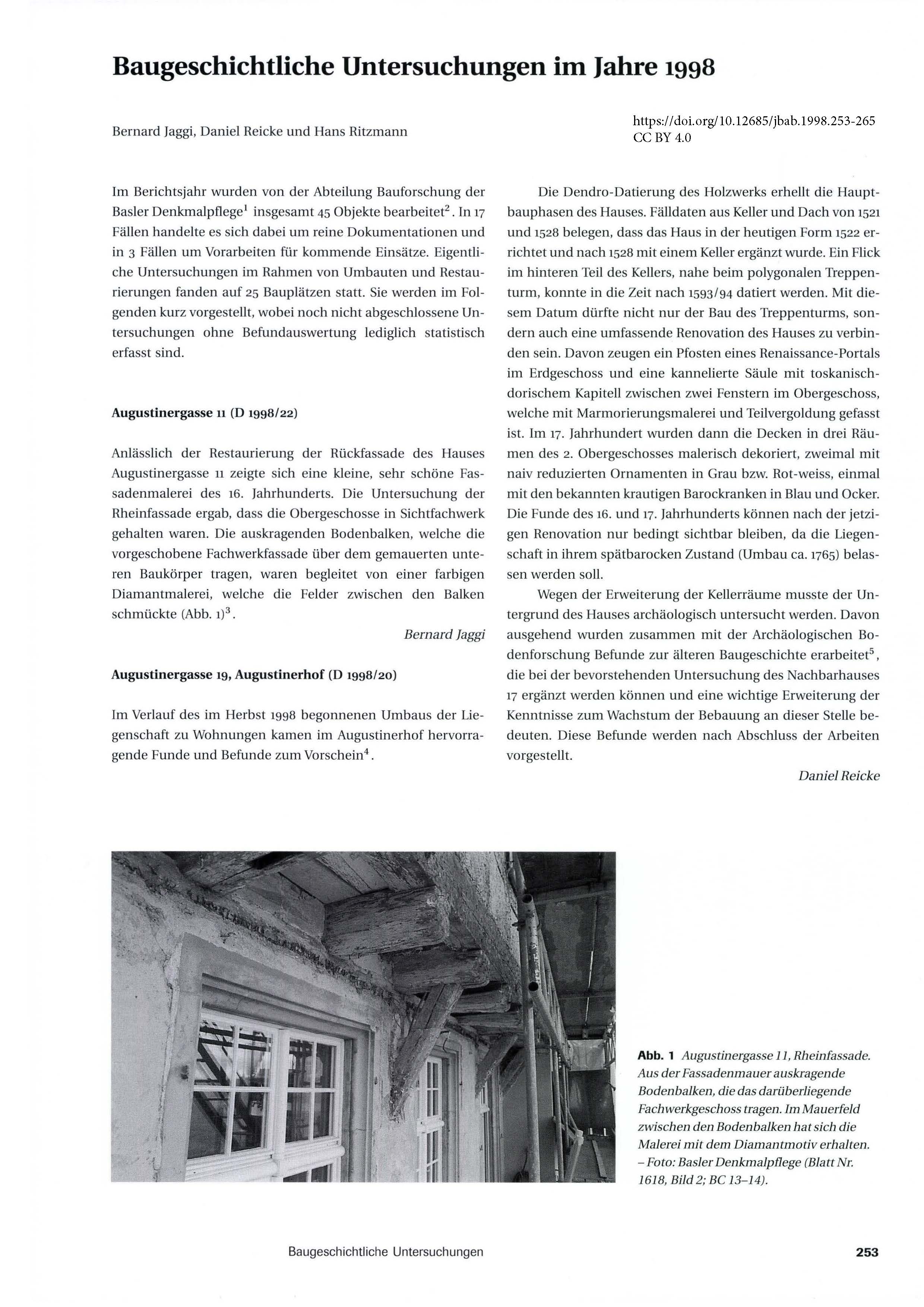 Erste Seite des Artikels zur Bauforschung im Jahr 1998