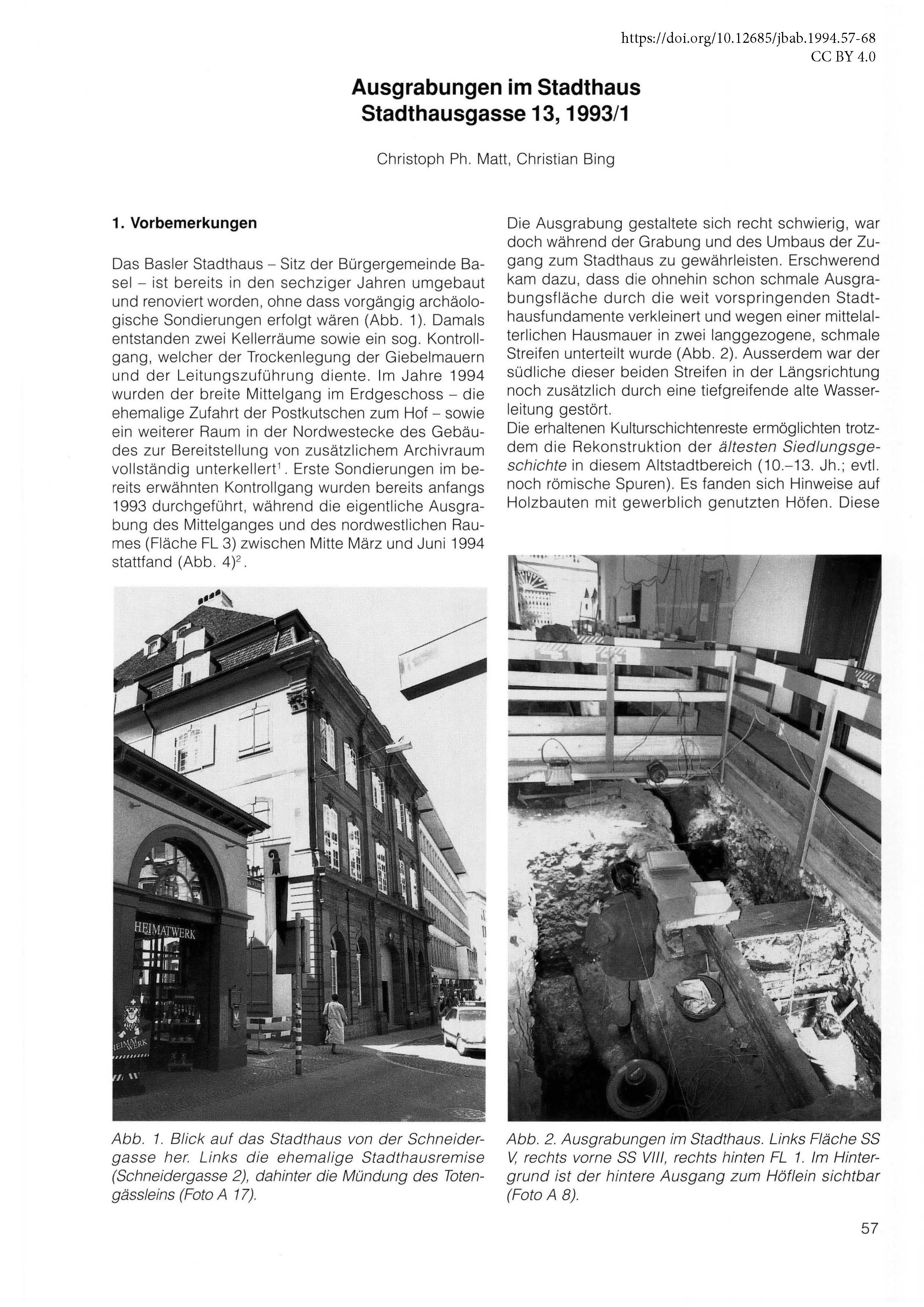 Erste Seite des Artikels über die Ausgrabungen im Stadthaus