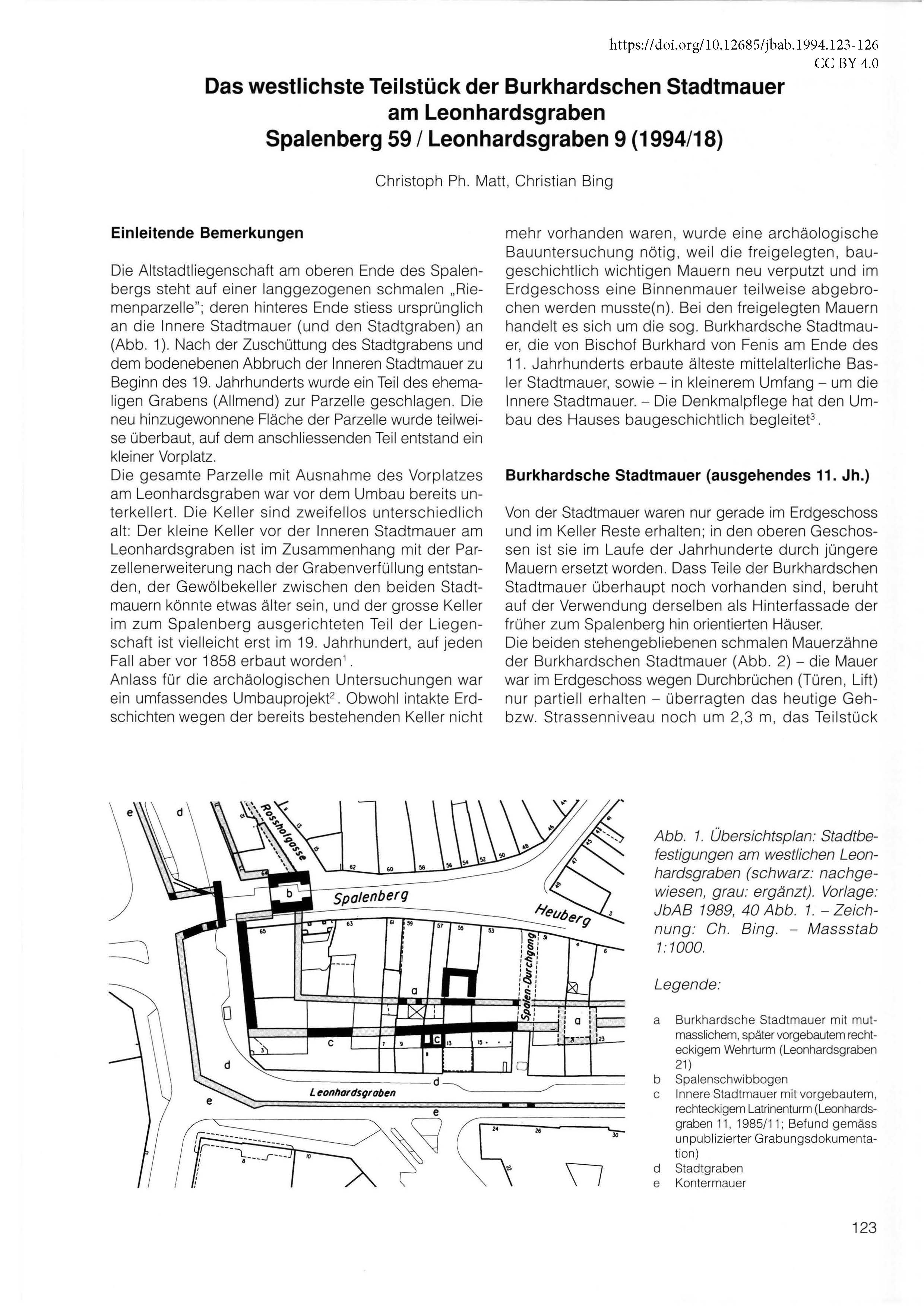 Erste Seite des Artikels über die Burkhardschen Stadtmauern am Leonhardsgraben