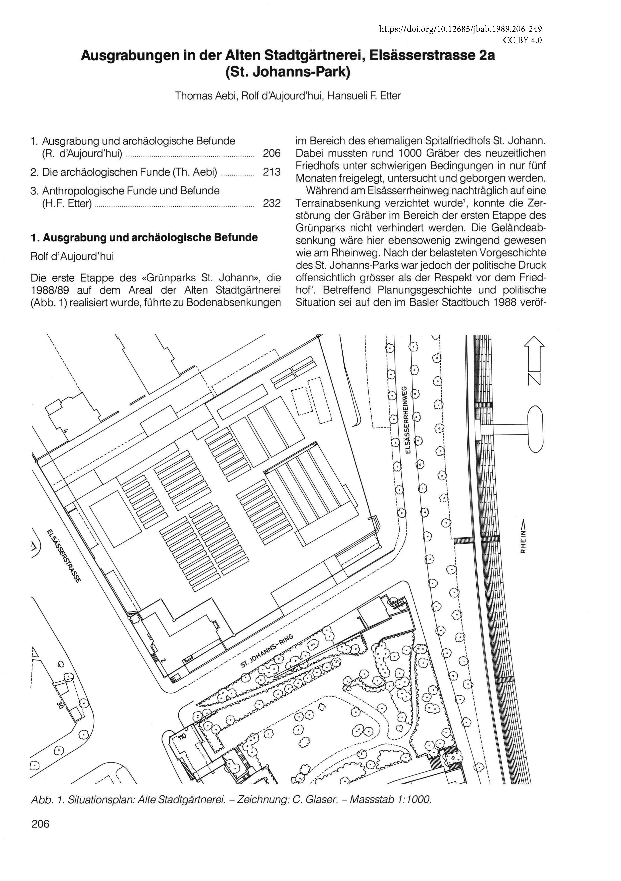 Erste Seite des Artikels zu den Ausgrabungen im neuen Grünpark St. Johann