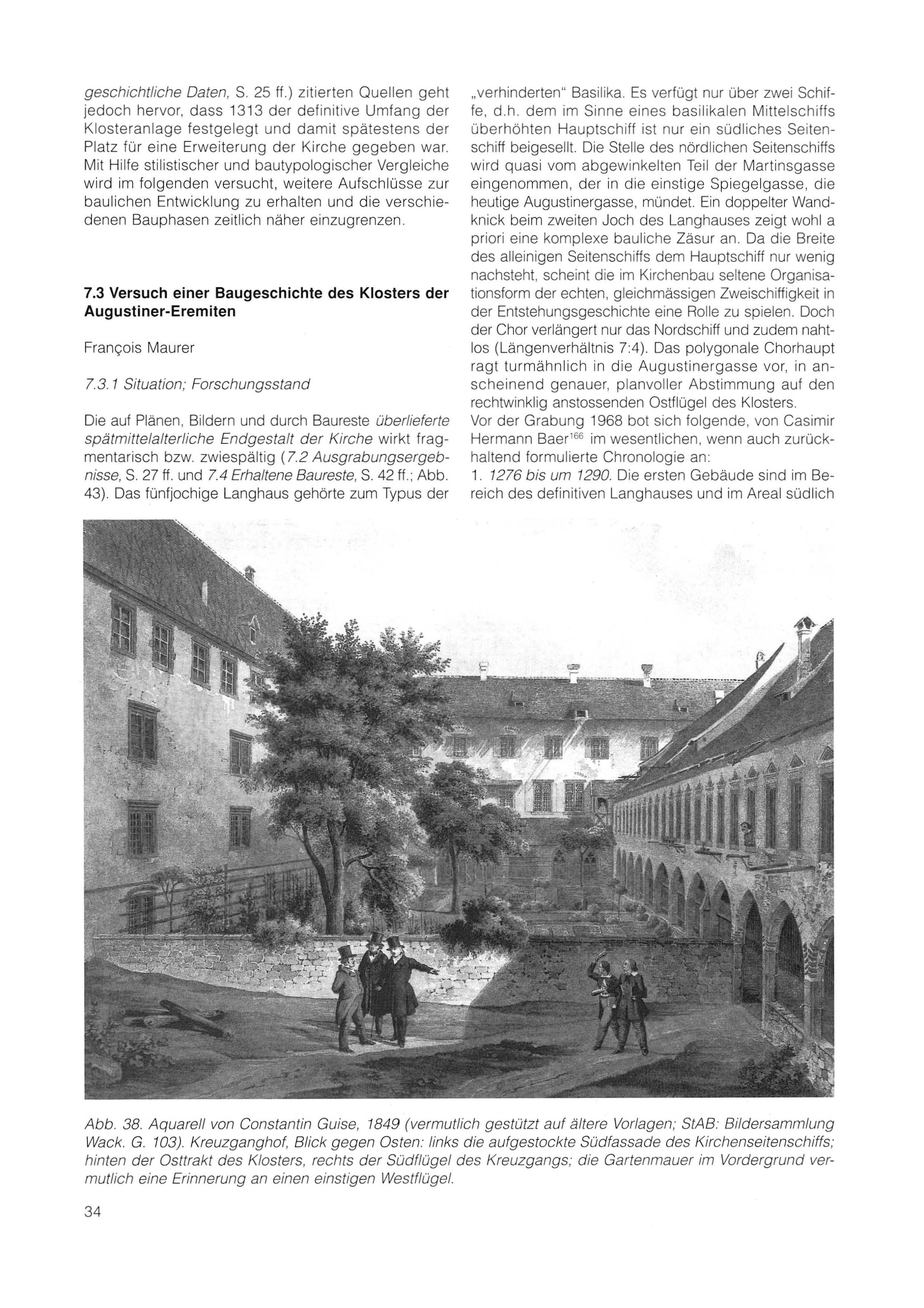 Erste Seite des Artikels über die Baugeschichte des Augustinerklosters